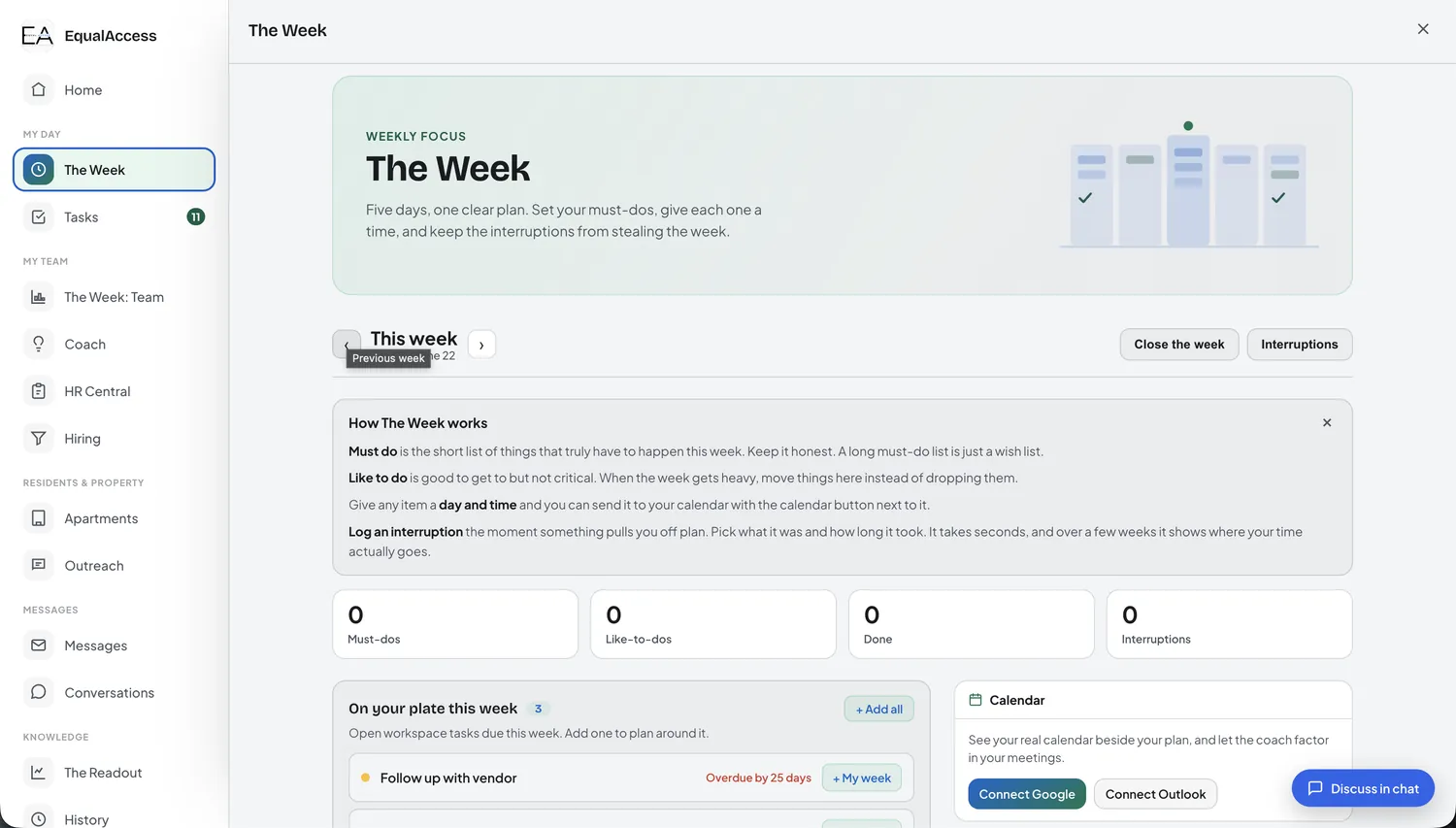 The Week planner with must-dos, like-to-dos, and a connected calendar